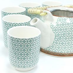 Alternative view of Juego de té Mosaico Verde con tetera y 6 tazas