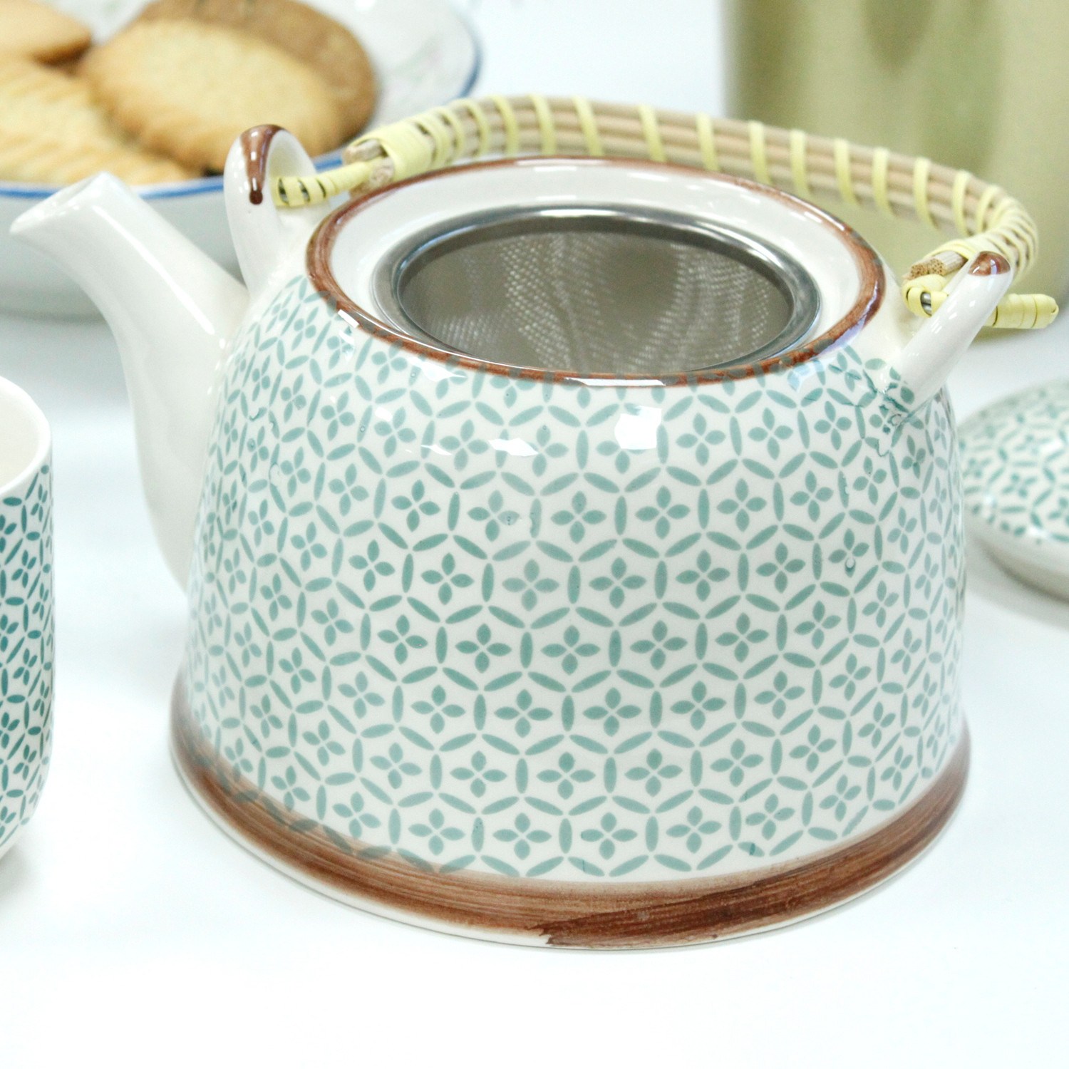 Juego de té Mosaico Verde con tetera y 6 tazas - Imagen 3