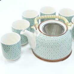 Juego de té Mosaico Verde con tetera y 6 tazas