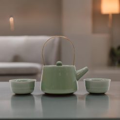 Juego de té Verde Jade con tetera y 2 tazas