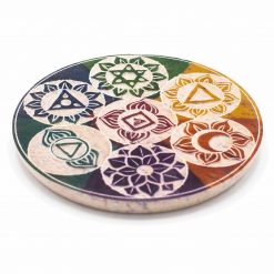 Alternative view of Portaincienso de cono en disco de esteatita 7 chakras – 10 cm
