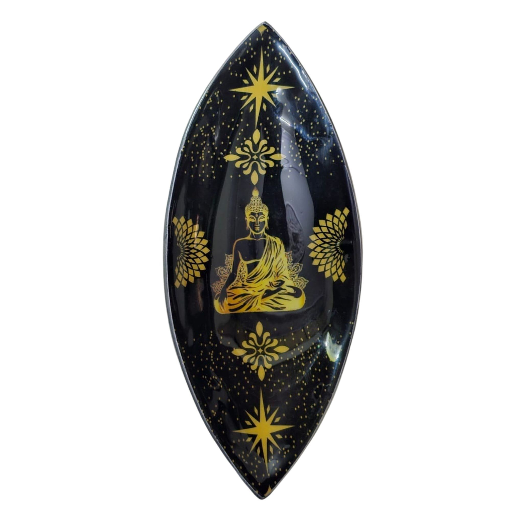 Portaincienso esmaltado de aluminio Buda dorado