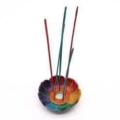 Alternative view of Portaincienso flor de loto de esteatita – 10 × 3 cm, colores de los chakras