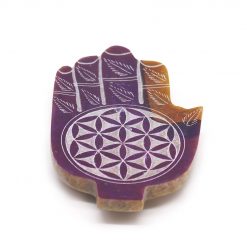 Portaincienso Hamsa de esteatita – Flor de la Vida
