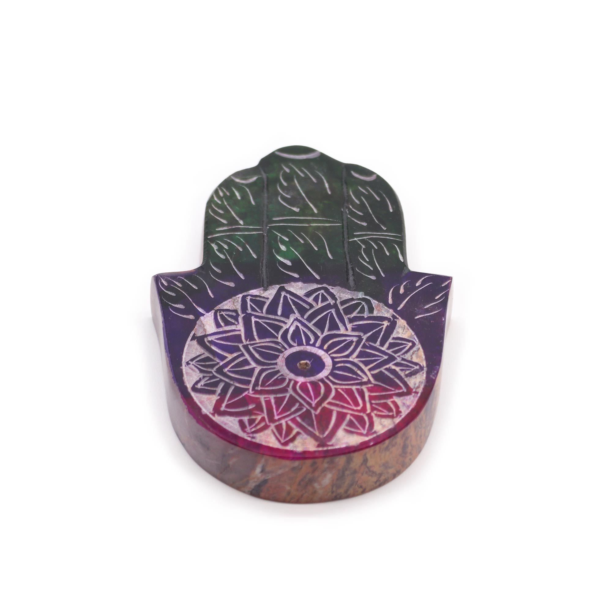 Portaincienso Hamsa de esteatita – Flor de Loto