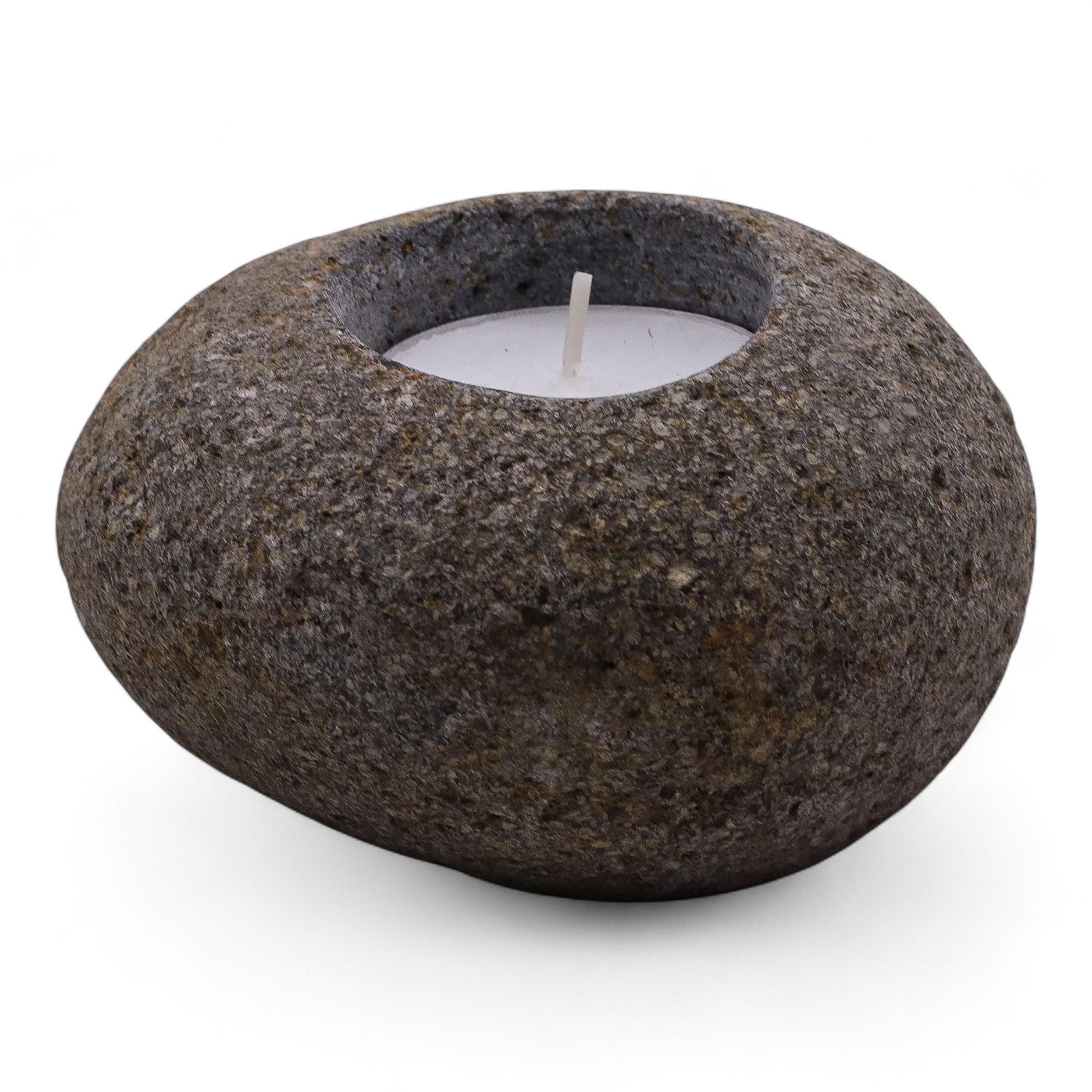 Portavelas de piedra de río natural para una vela de té - Imagen 2
