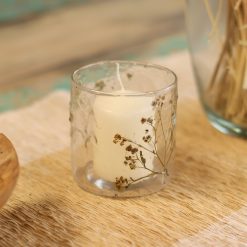 Portavelas de vidrio reciclado con margaritas – 8 × 8 cm - Imagen 3