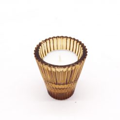 Alternative view of Portavelas reversible de vidrio Ámbar antiguo – 6 × 6 cm