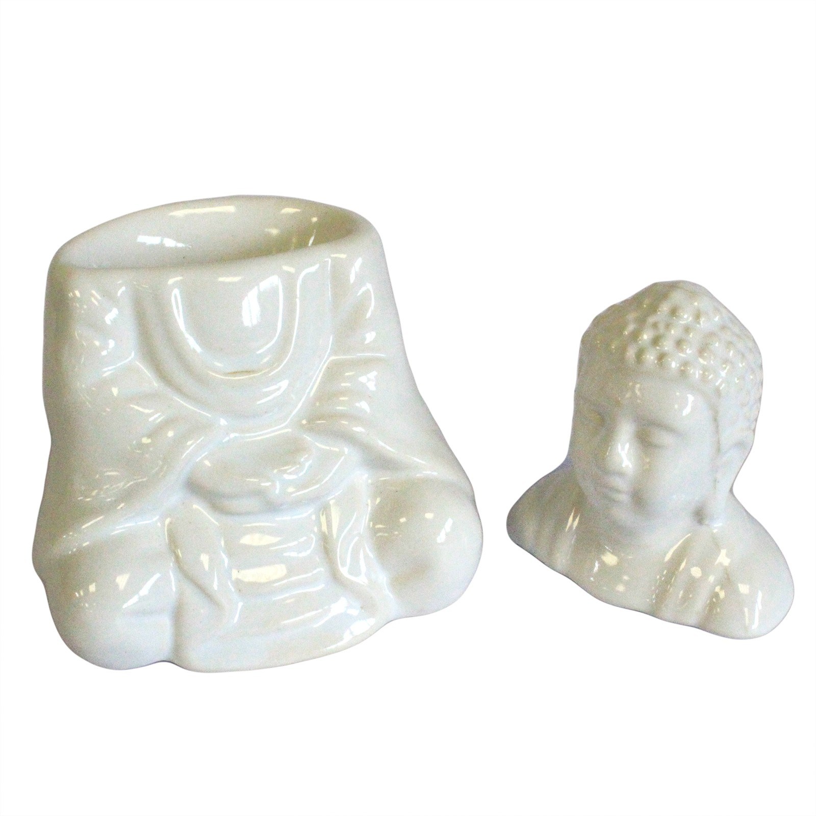 Quemador aromático Buda Sentado Blanco - Imagen 3