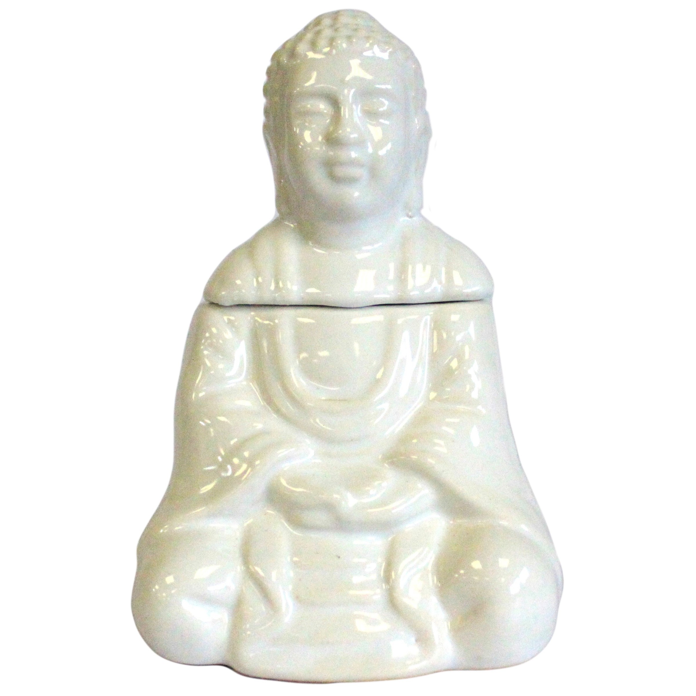 Quemador aromático Buda Sentado Blanco