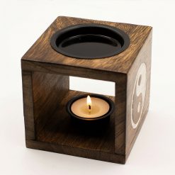 Quemador aromático Yin Yang en madera de mango - Imagen 3