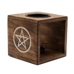 Quemador aromático cuadrado grande de madera de mango – Pentágono