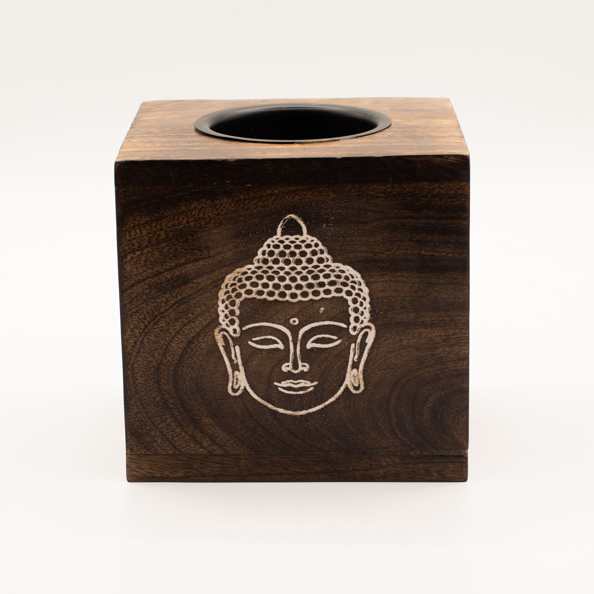 Quemador aromático Rostro de Buda en madera de mango - Imagen 2