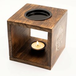 Quemador aromático Rostro de Buda en madera de mango - Imagen 3