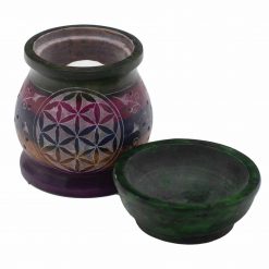 Alternative view of Quemador aromático de esteatita Flor de la vida – Multicolor
