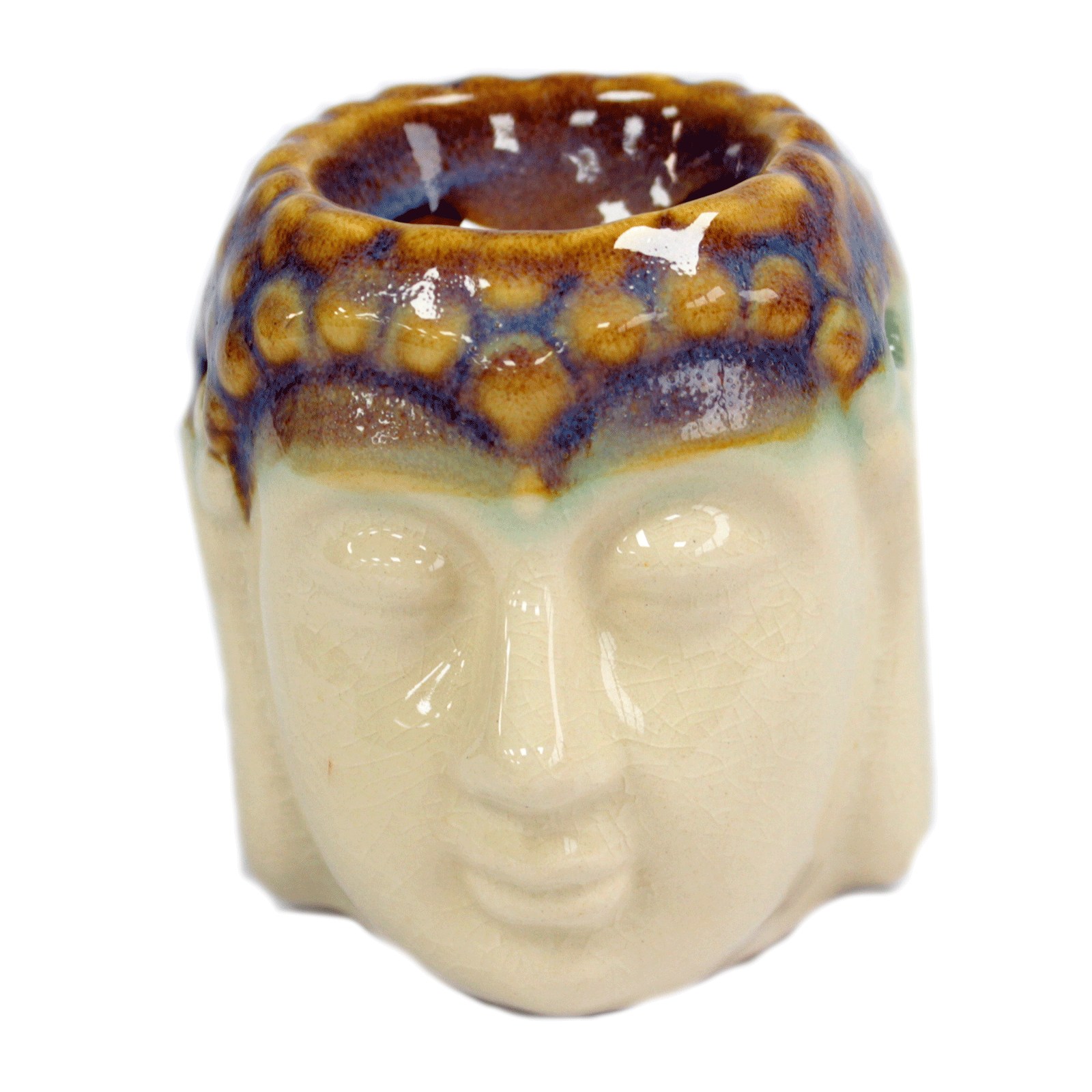 Quemador aromático Rostro de Buda Marfil y Azul