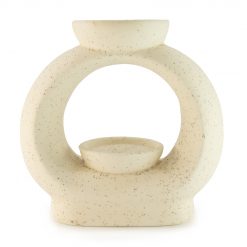 Quemador aromático Zen ovalado grande – Marfil moteado