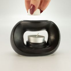 Alternative view of Quemador aromático Zen ovalado – Negro mate