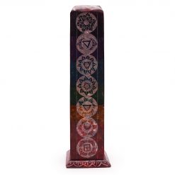 Quemador de incienso tipo torre cuadrada de esteatita 7 chakras – 25 cm