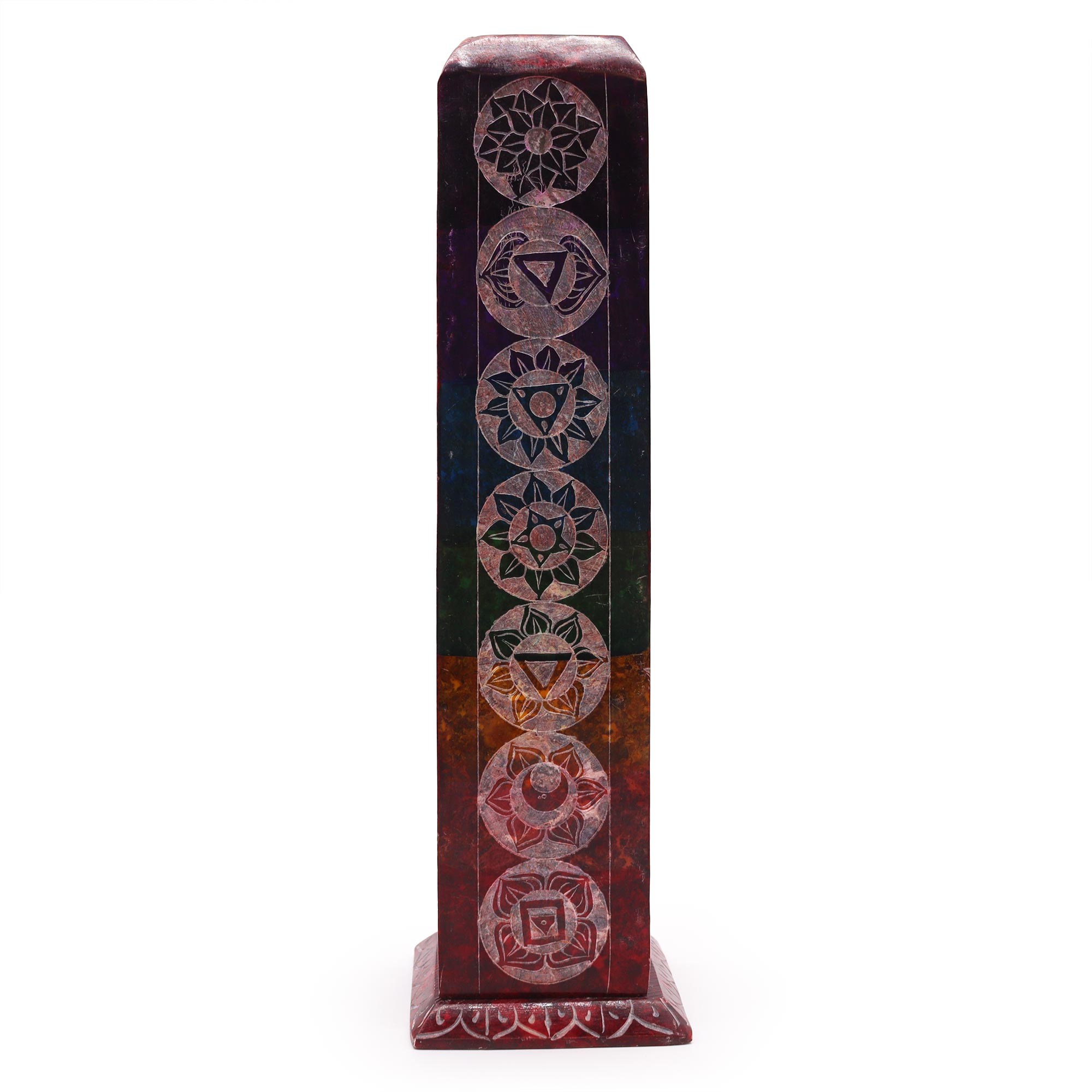 Quemador de incienso Torre de los 7 Chakras de esteatita