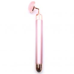 Rodillo facial vibratorio de cuarzo rosa