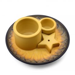 Soporte cerámico Mandala para Palo Santo e incienso – Arena y gris