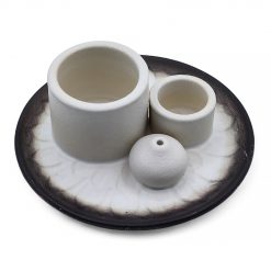 Soporte cerámico Mandala para Palo Santo e incienso – Blanco y gris
