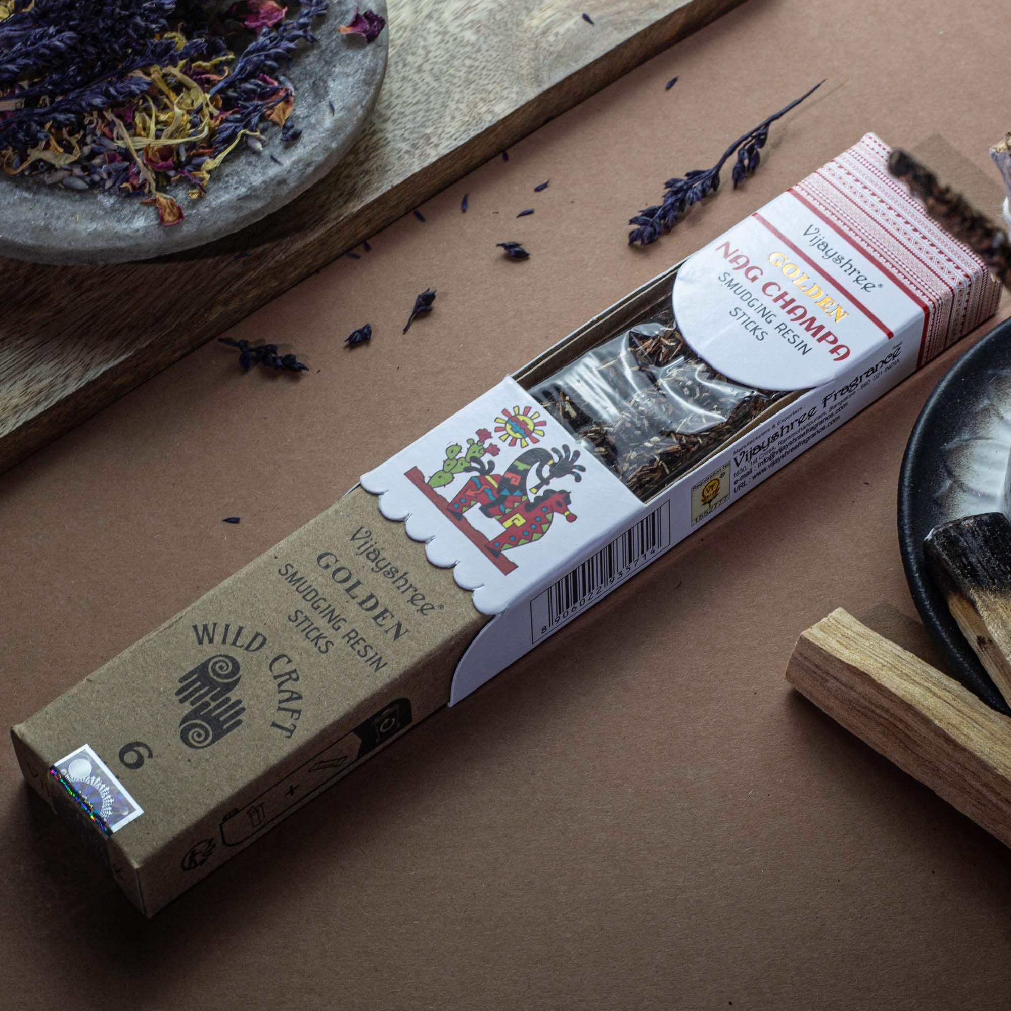 Varillas de resina dorada – Nag Champa - Imagen 2