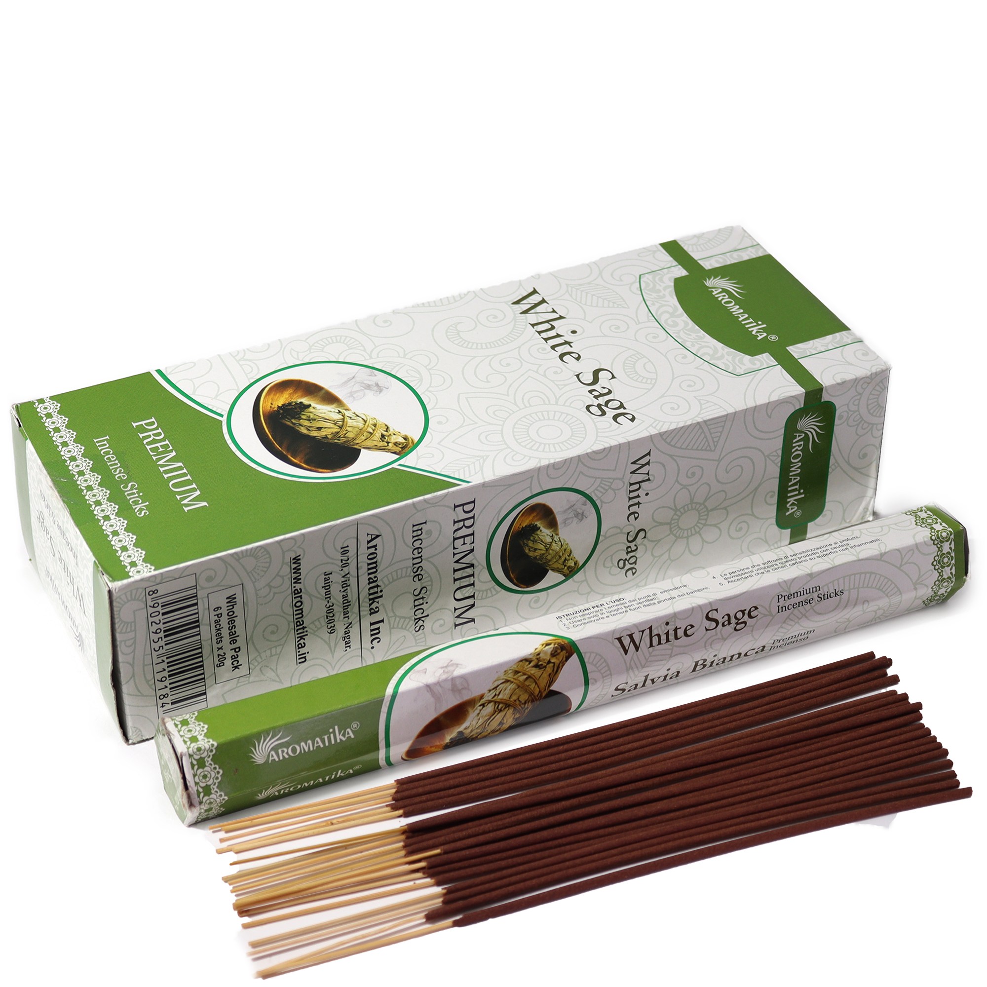 Varitas de incienso Aromatika sin carbón – Salvia Blanca