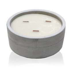 Vela aromática de hormigón – Pachulí y ámbar oscuro