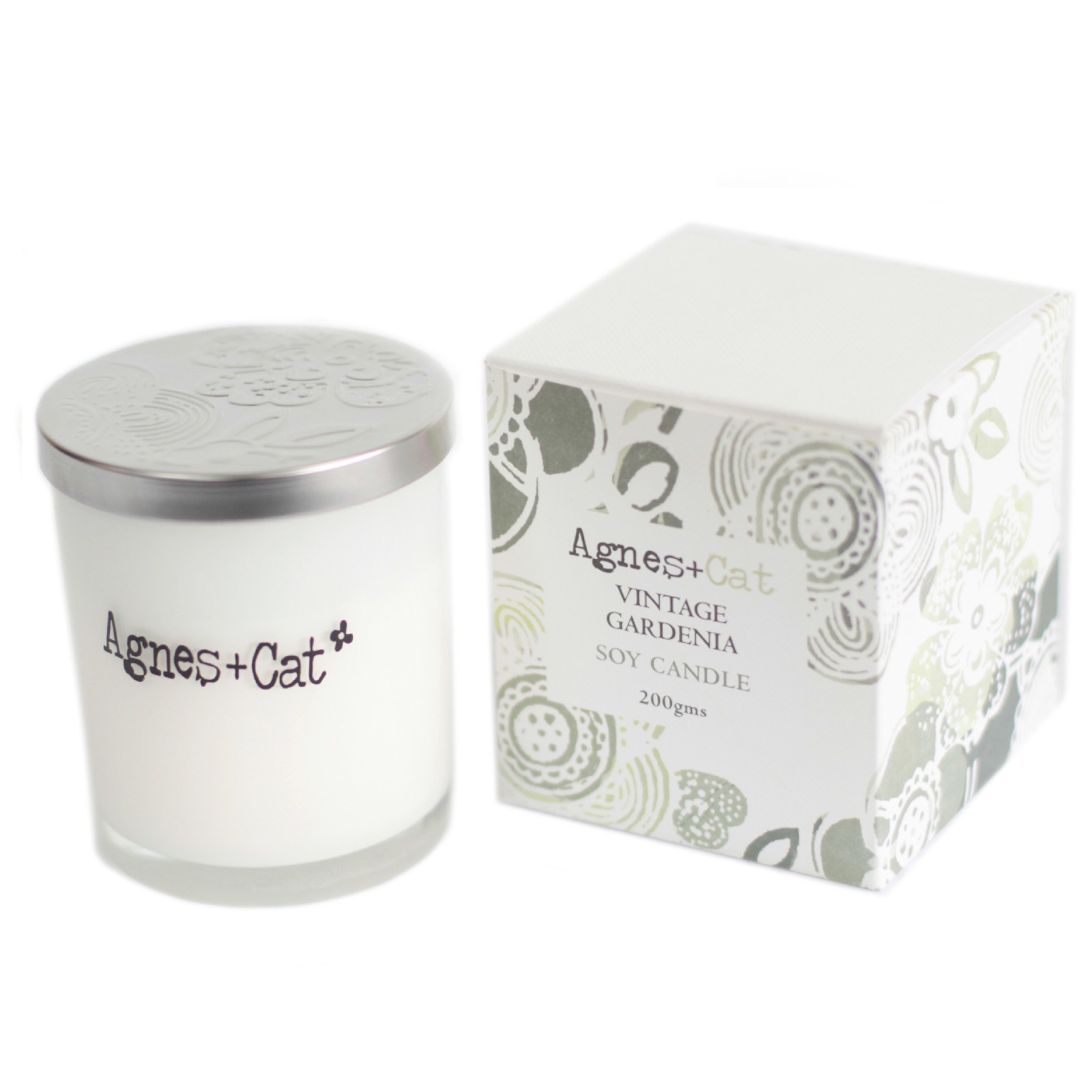Vela de soja Agnes + Cat en vaso – Vintage Gardenia - Imagen 2