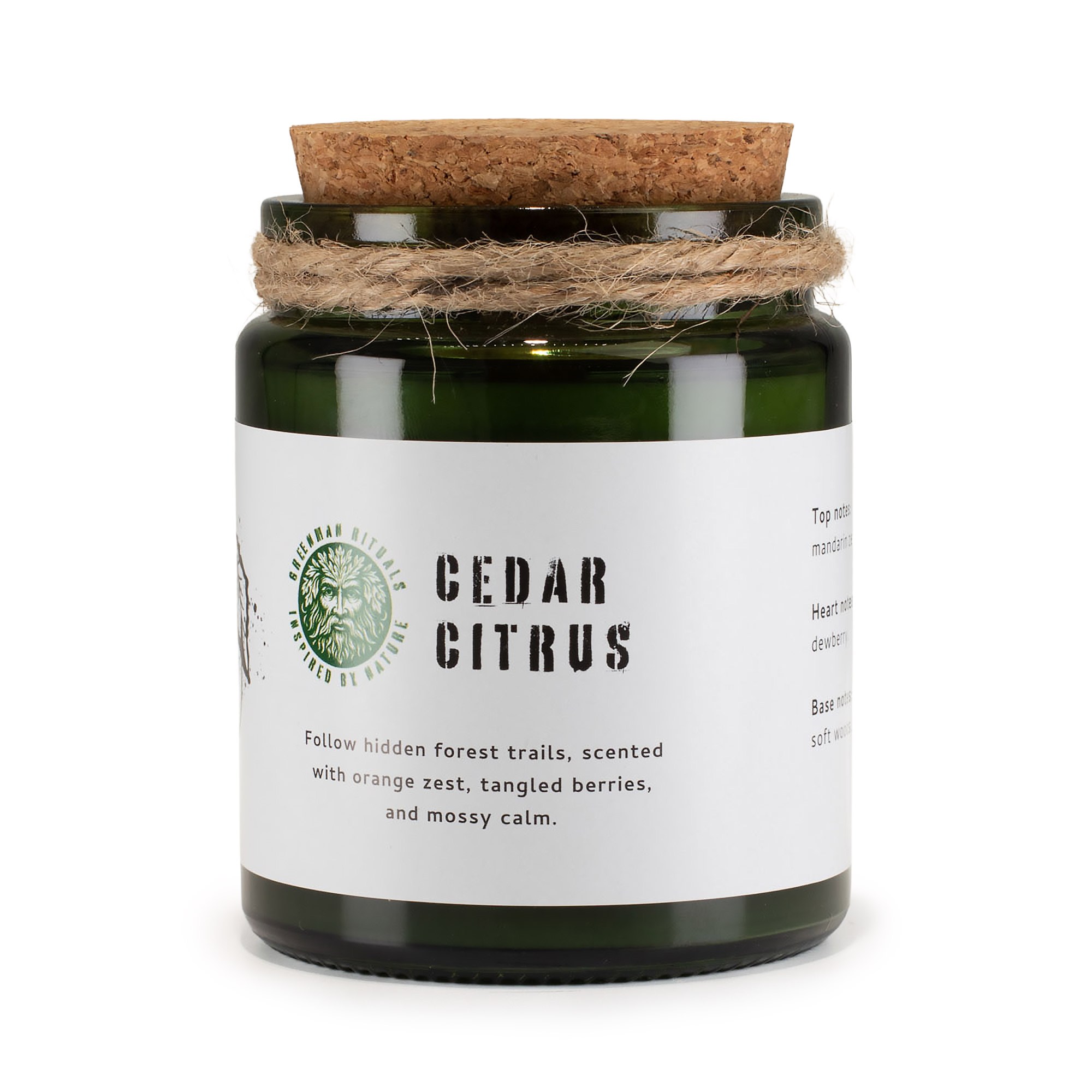 Vela de soja Greenman con mecha de madera – Cedro y cítricos