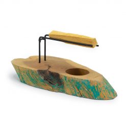 Calentador de Palo Santo de madera de suar Verde envejecido con palo santo