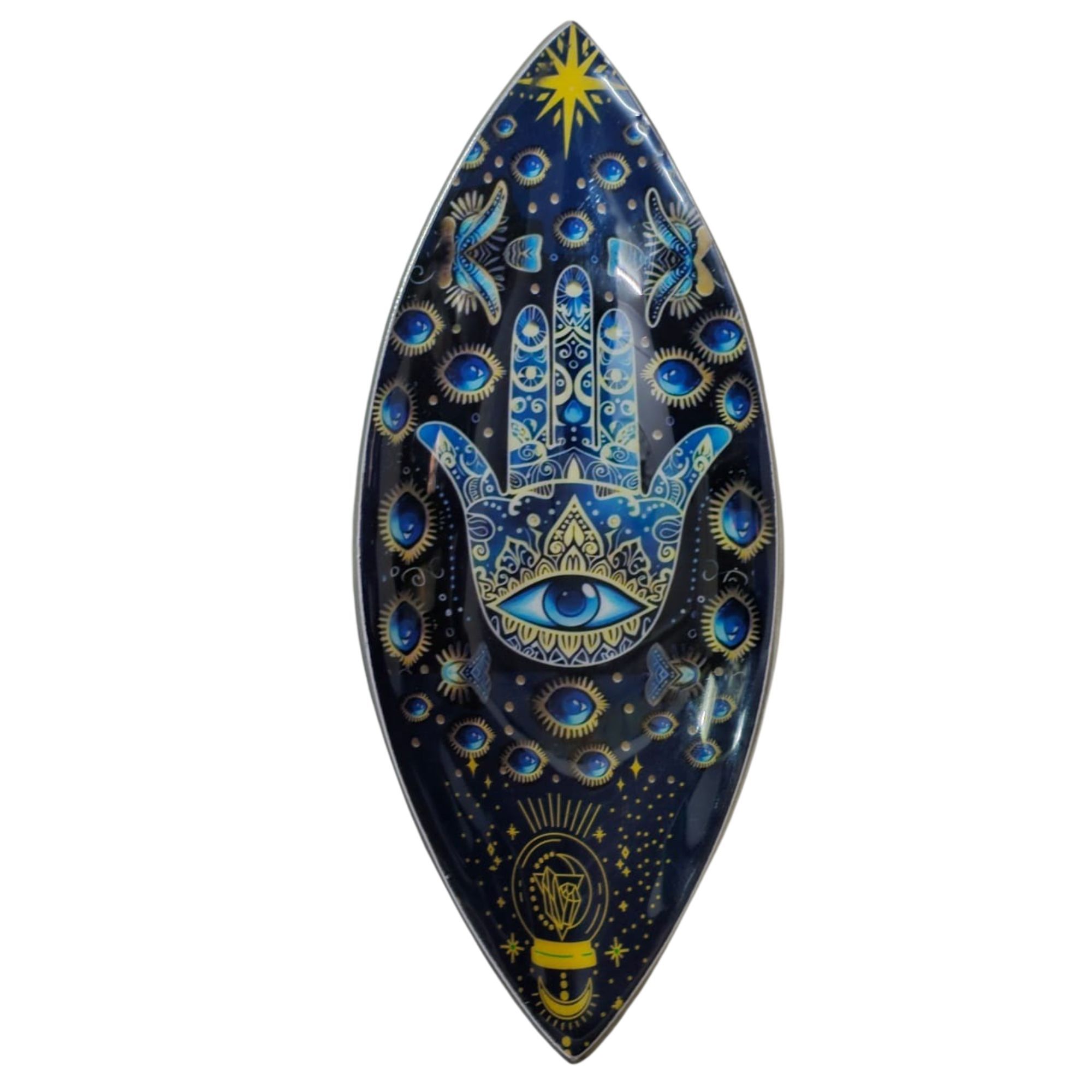 Portaincienso Hamsa Azul de aluminio esmaltado