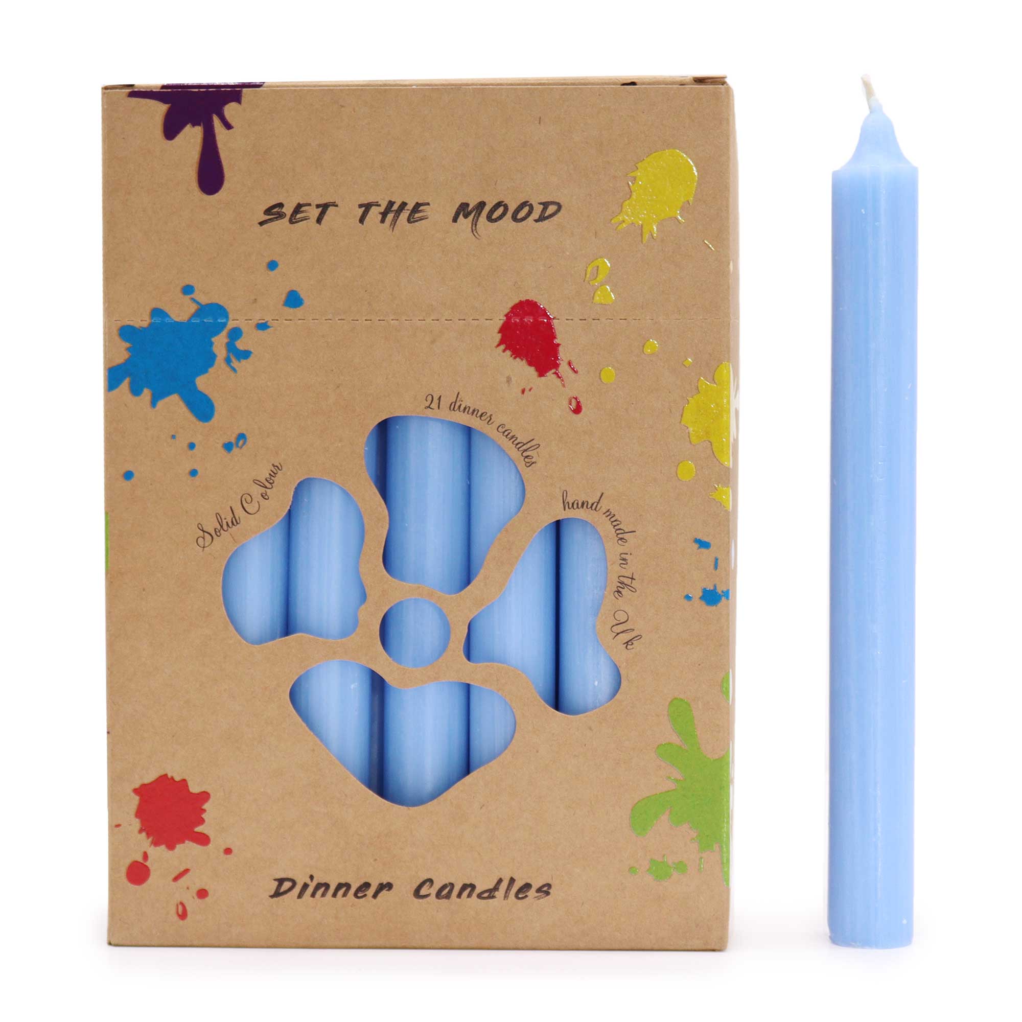 Set de 21 velas de mesa rústicas – Azul cielo