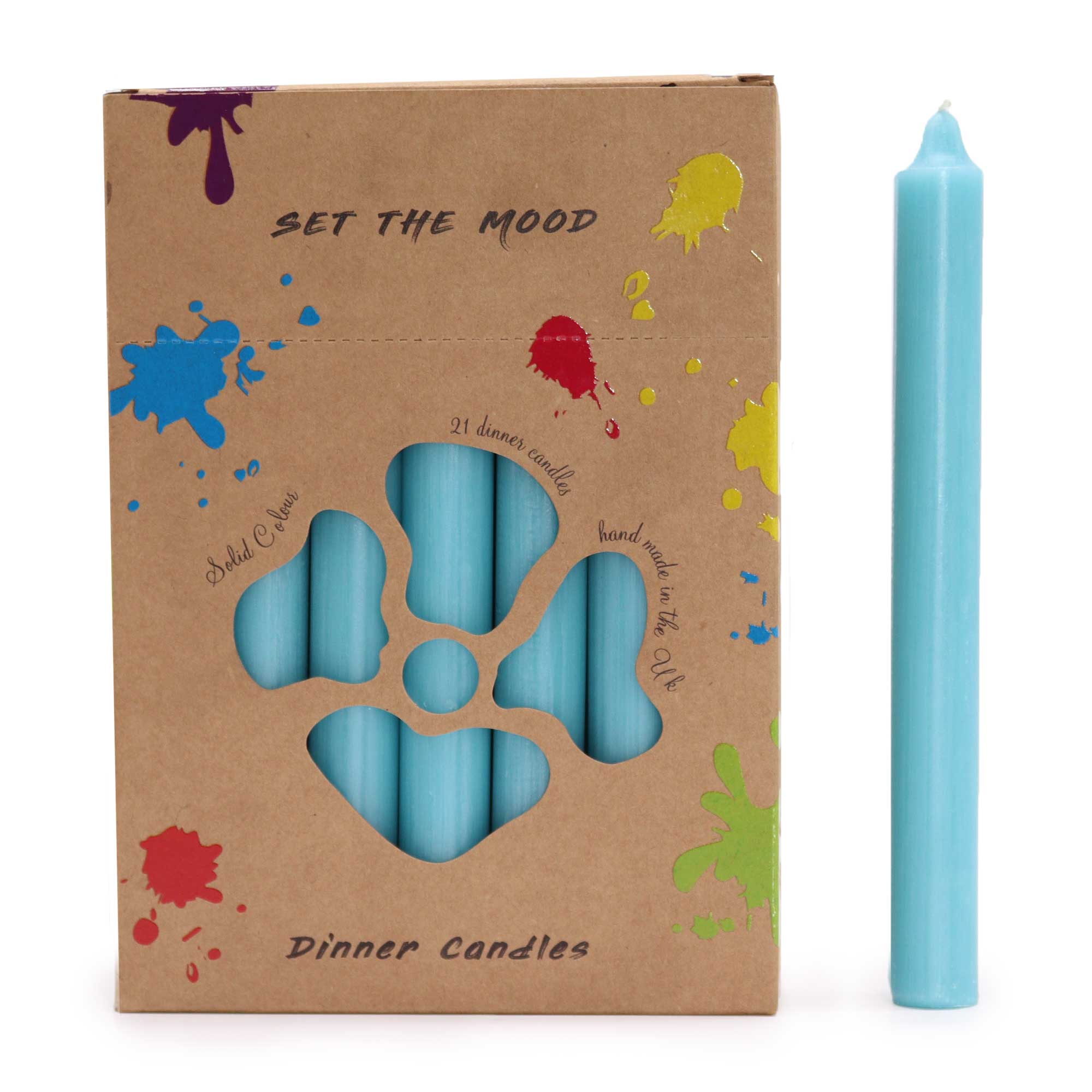 Set de 21 velas de mesa rústicas – Aguamarina