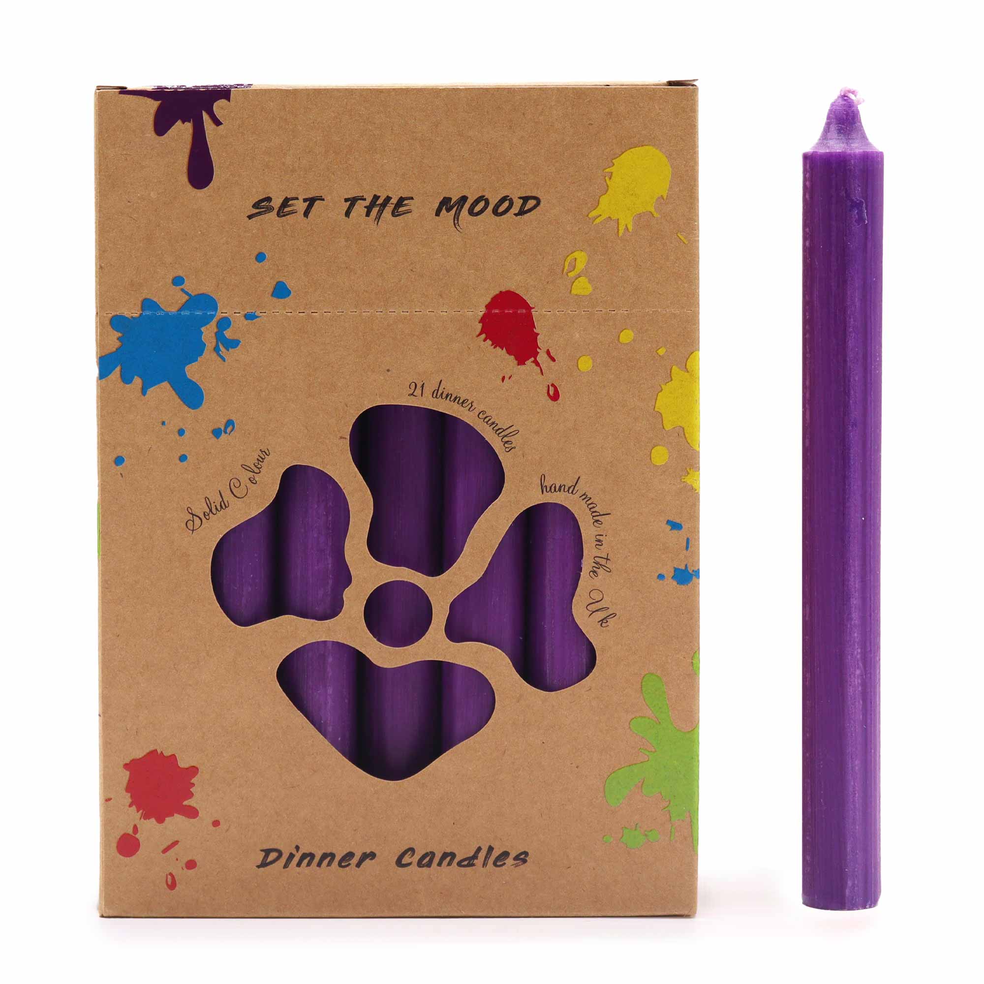 Set de 21 velas de mesa rústicas – Violeta