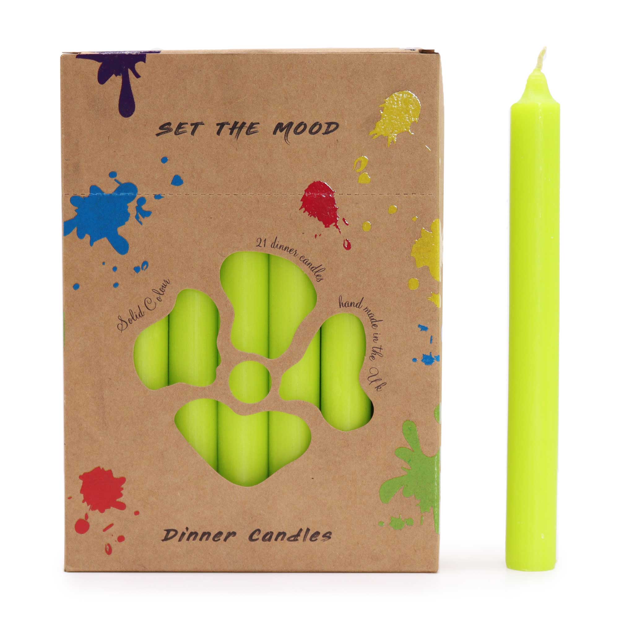 Set de 21 velas de mesa rústicas – Verde lima