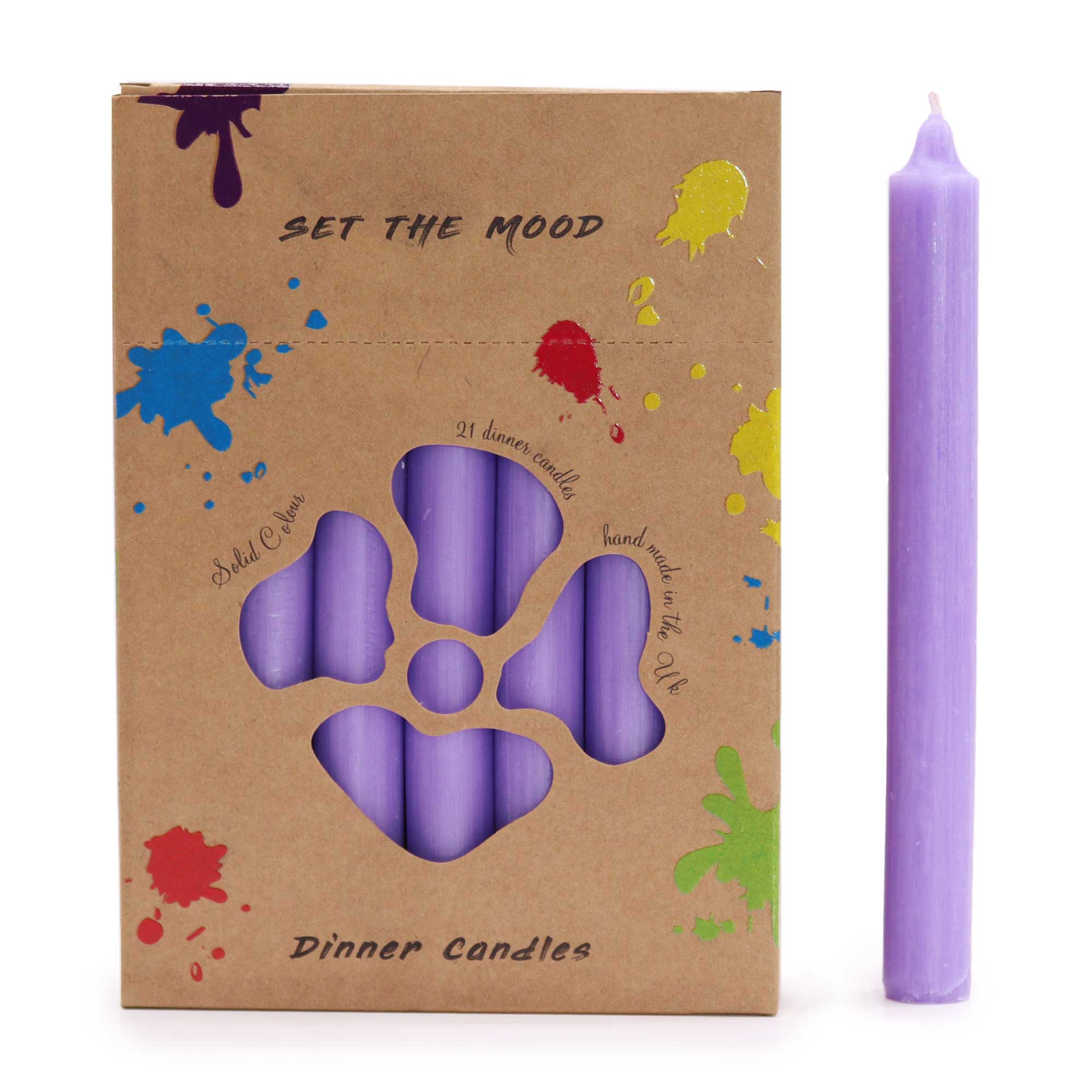 Set de 21 velas de mesa rústicas – Lila
