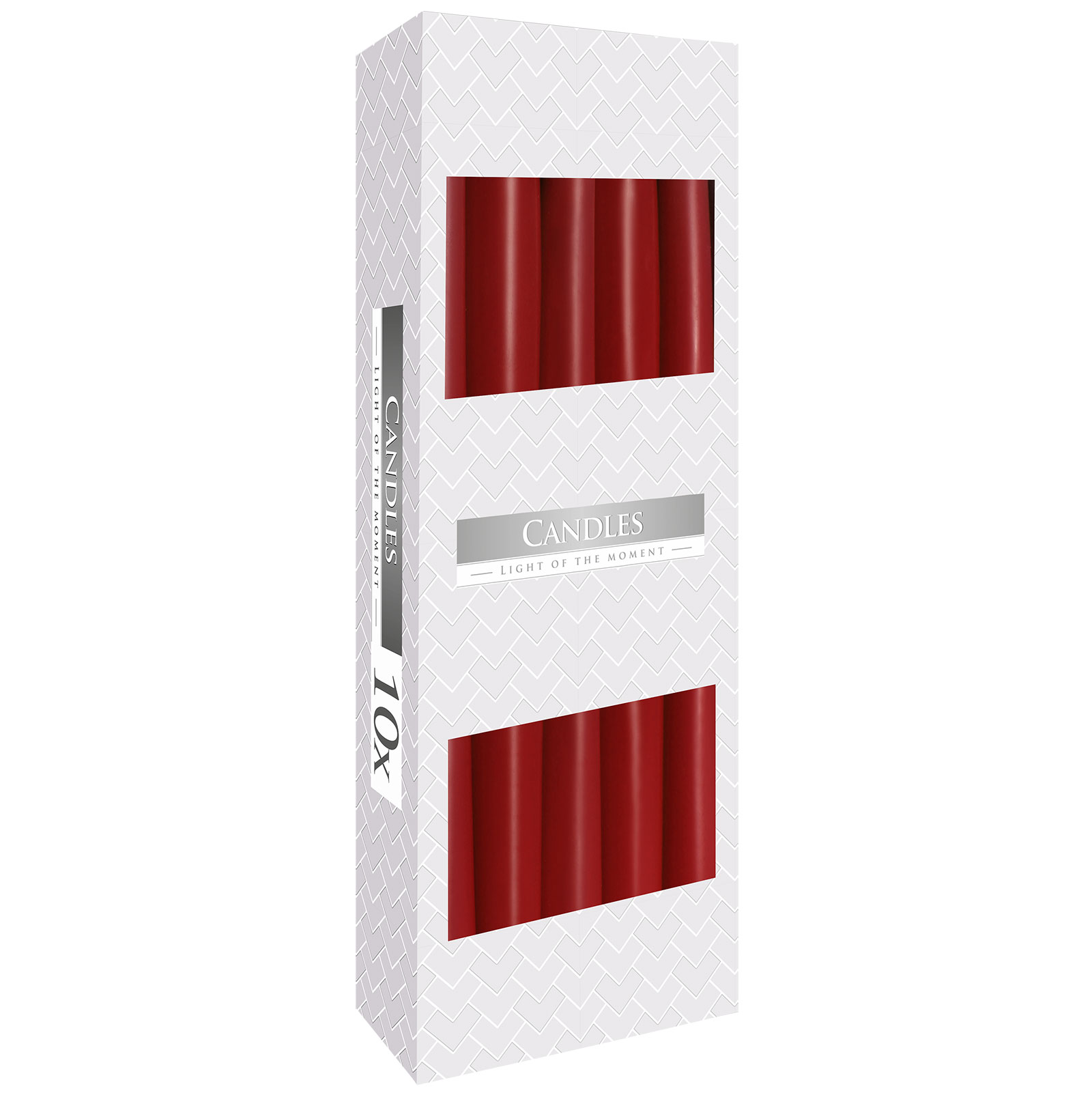 Velas cónicas · Pack de 10 · Burdeos