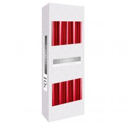 Velas cónicas · Pack de 10 · Rojo metalizado