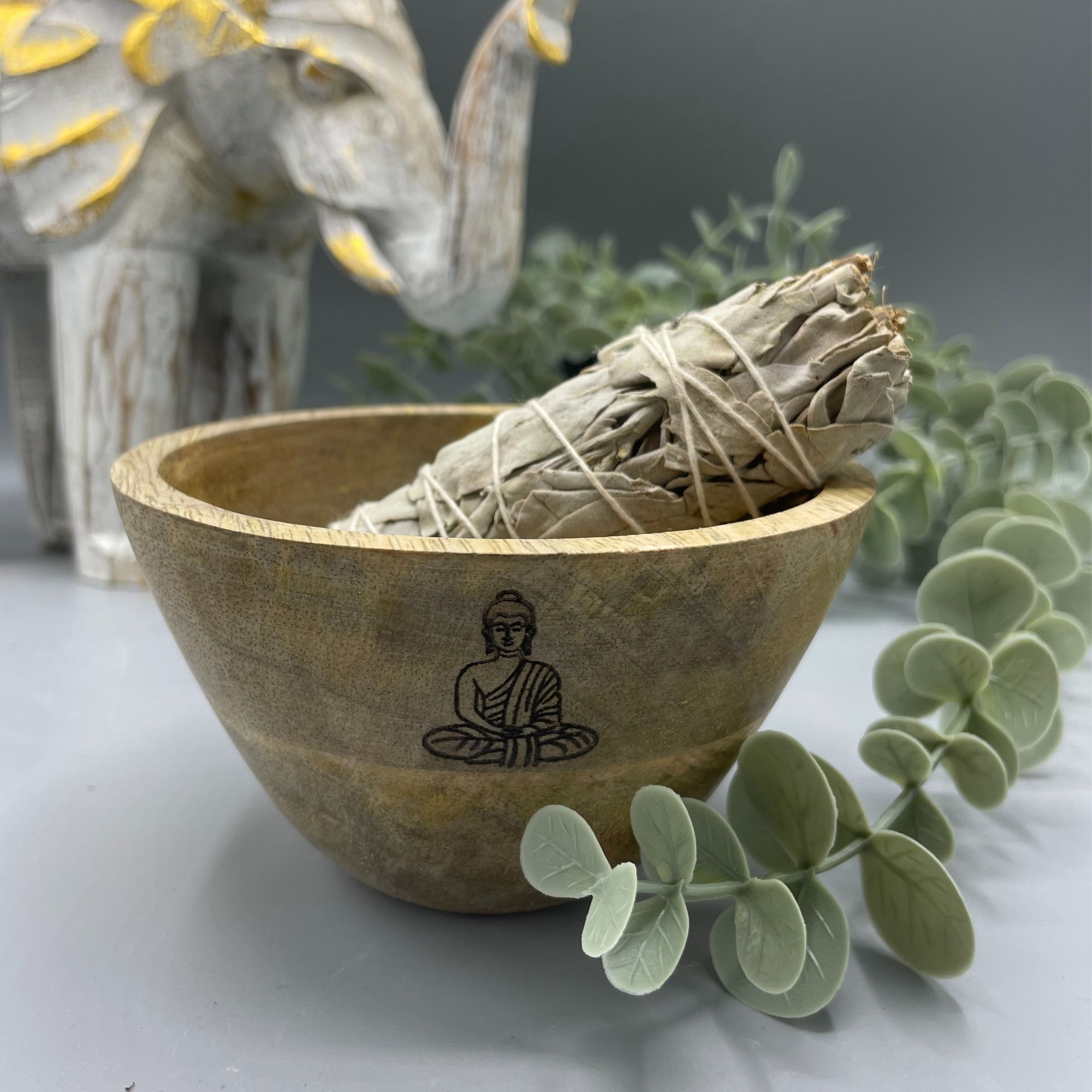 Cuenco de madera para sahumados y ofrendas · Buda - Imagen 2