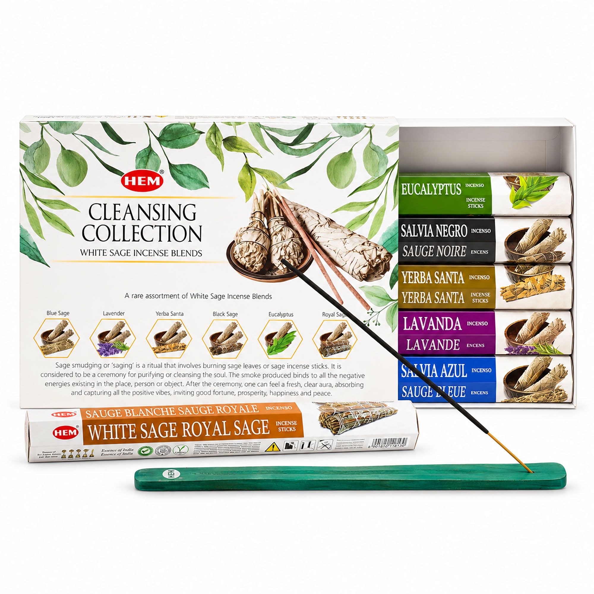 Colección HEM Salvia · 6 Aromas + Portaincienso