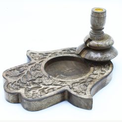 Quemador de reflujo Hamsa de madera de mango · Grande