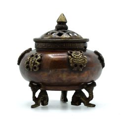 Incensario de Latón de Inspiración Tibetana con Seis Símbolos