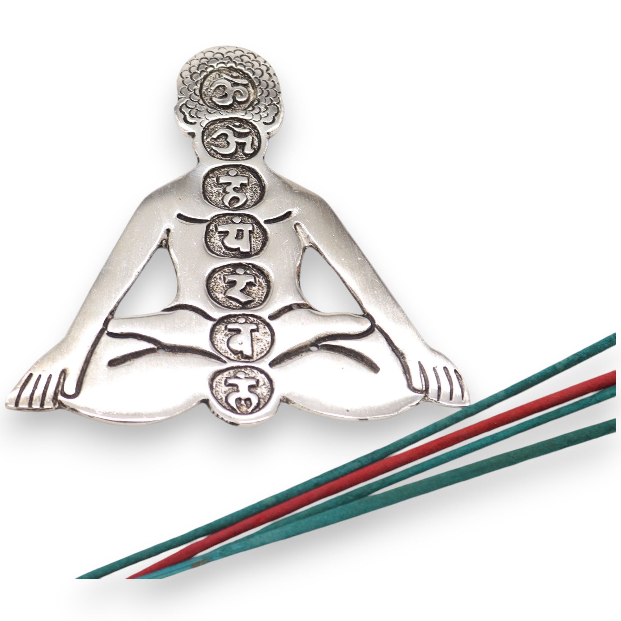 Portaincienso Yoga · Siete Chakras · Aluminio Pulido - Imagen 2
