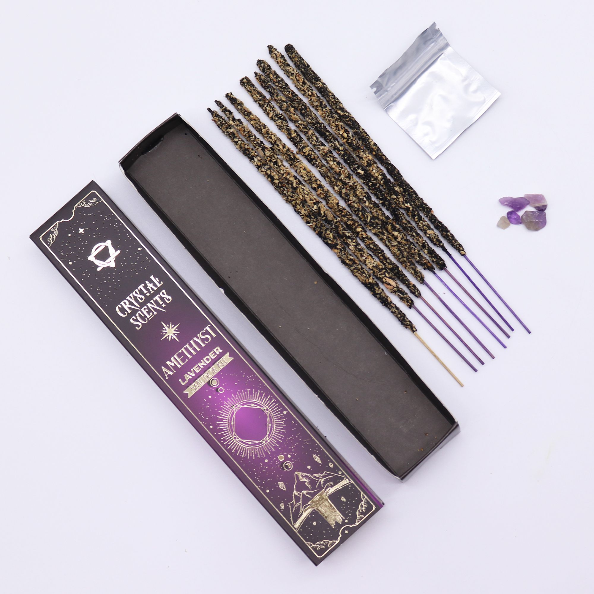 Incienso Crystal Scents · Lavanda y amatista