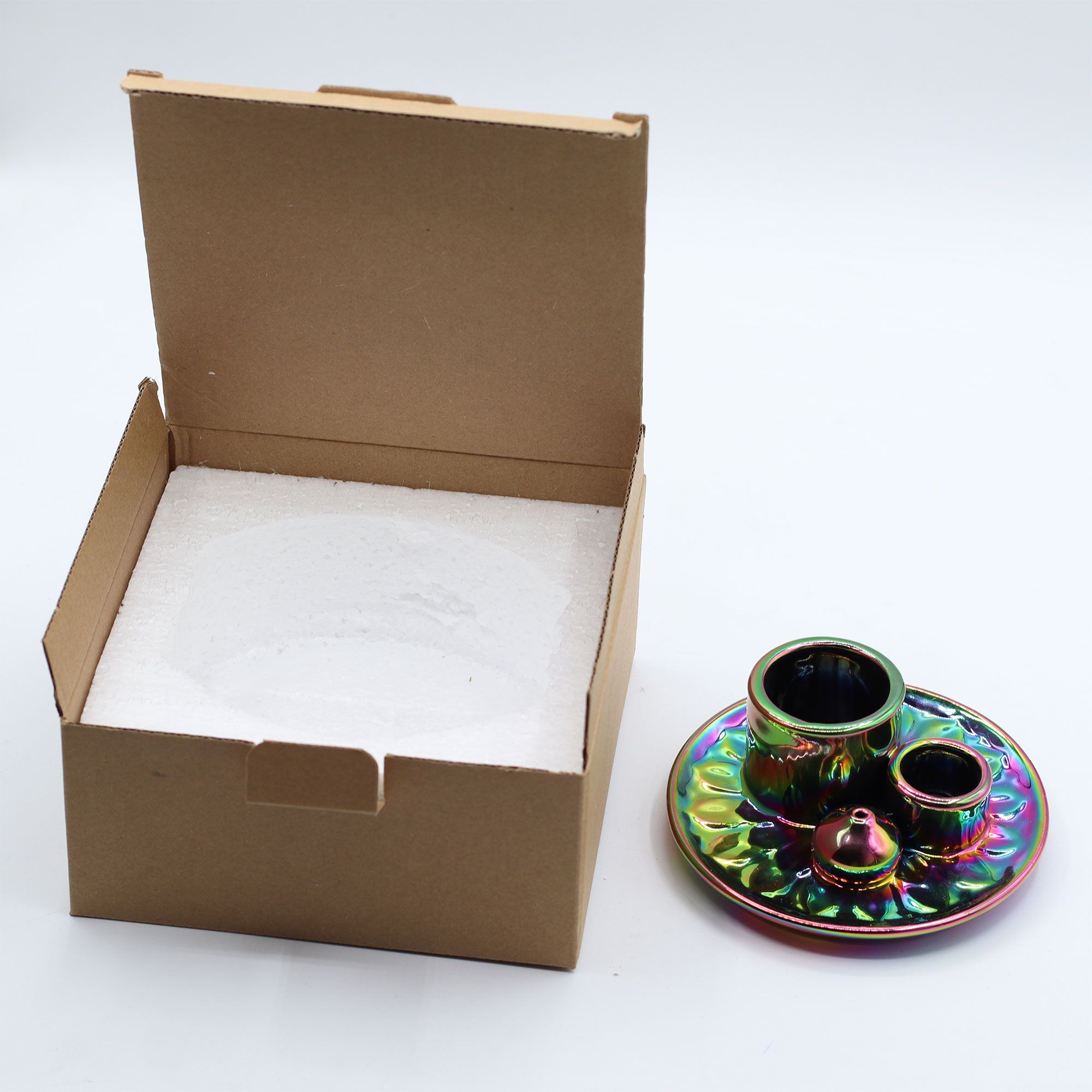 Soporte cerámico Mandala Arcoíris Metálico · Palo Santo y atados - Imagen 4