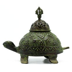 Portainciensos Tortuga de Latón con Pátina Verde