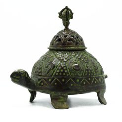 Portainciensos Tortuga de Latón con Pátina Verde - Imagen 3